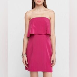 NWT Express pink strapless ruffle mini dress
